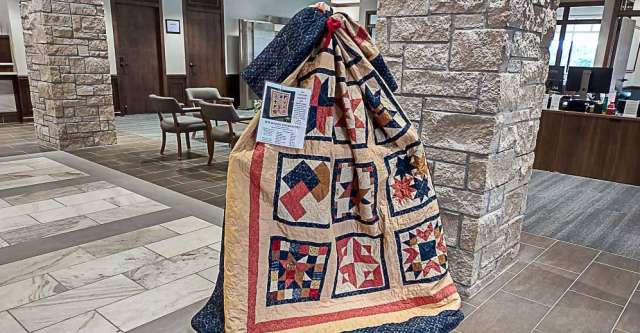 The quilt to be raffled off at the Walnut Festival on October 4, 2025.