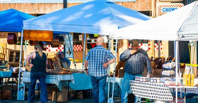 Vendors selling a variety of items.