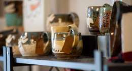 Beautiful crafted cups at The Farmer's Daughter event.