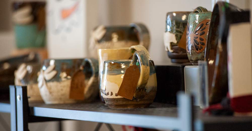 Beautiful crafted cups at The Farmer's Daughter event.