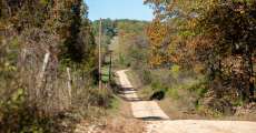 A dirt road winding through the country.