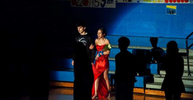 Sophomore Candidate Emma Wigger escorted by Kaden Holman.