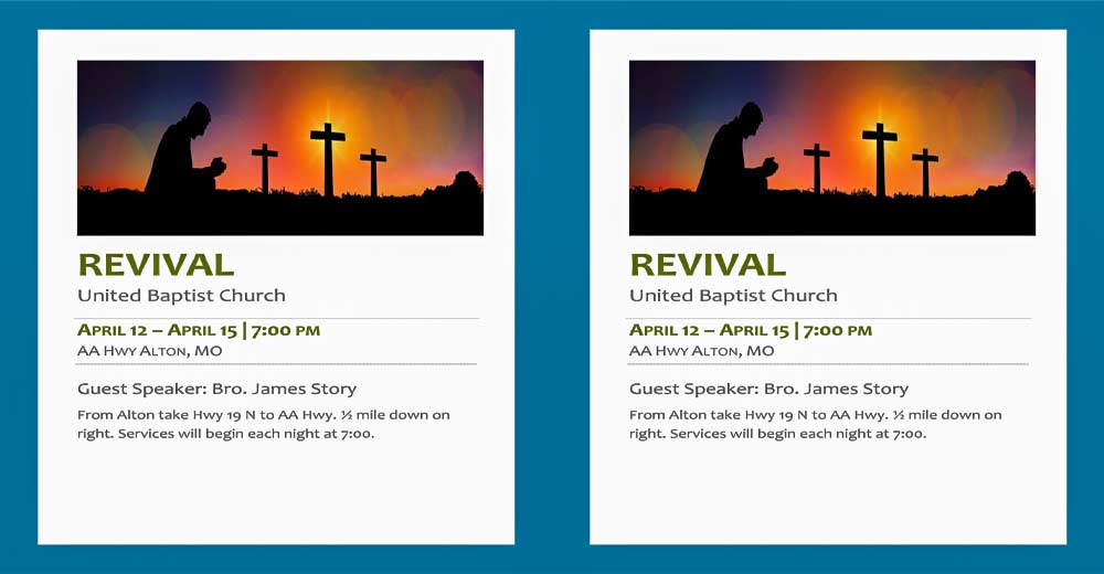 United Baptist Church revival flyer