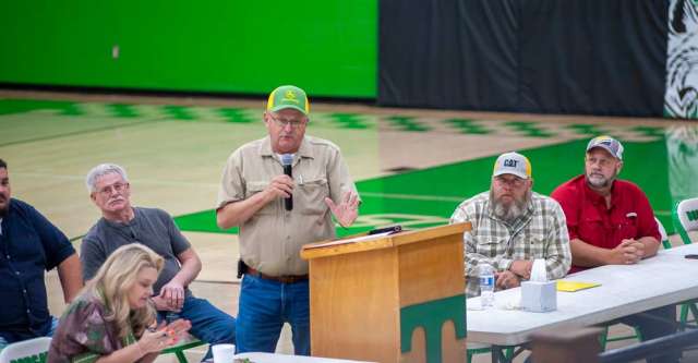 Oregon County Commissioner David Stubblefield spoke at the town hall meeting.