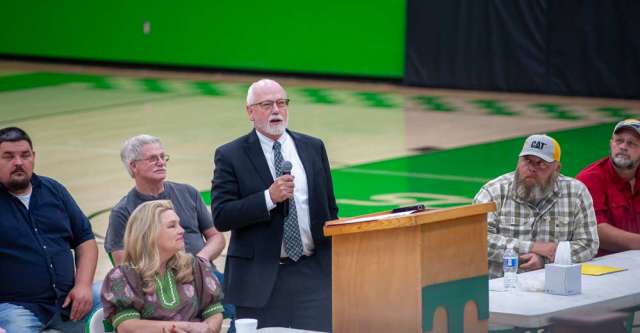 Judge Harvey Allen, up for re-election, gave a short speech.
