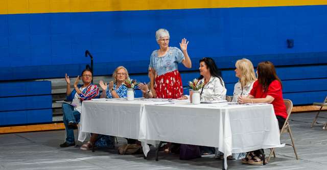 The panel of judges being honored at the intermission.