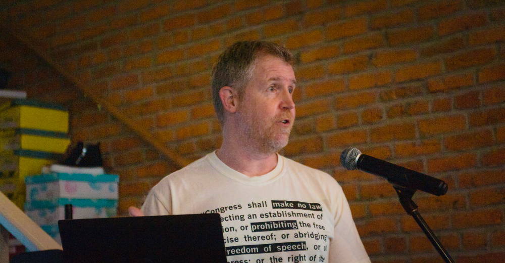 Benjamin Wilson talking at the First Amendment Forum.