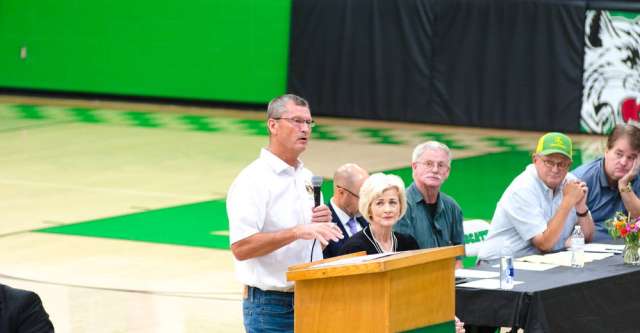 Representative Keith Elliott speaking at the town hall.