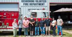 Individuals pose for a photo at Koshkonong VFD's grant celebration.
