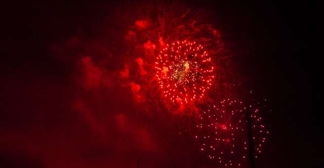 Fireworks lighting up the sky.