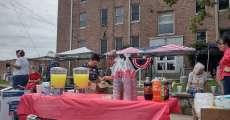 250th anniversary potluck celebration in Alton, Mo on July 5, 2026. One of the tables with food.