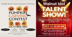 The pumpkin carving contest, as well as the new Walnut Idol Talent Show, flyers for the Walnut Festival.