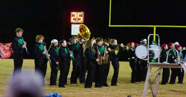 THAYER, MO – OCTOBER 26: Thayer Bobcats Marching Band performed to their theme of "Pirates of the Caribbean" at halftime during the high school football game between the Thayer Bobcats and the Mountain Grove Panthers on October 23, 2026, at the Thayer High School football field in Thayer, MO. (Photo by Curtis Thomas/AltonMo.com)