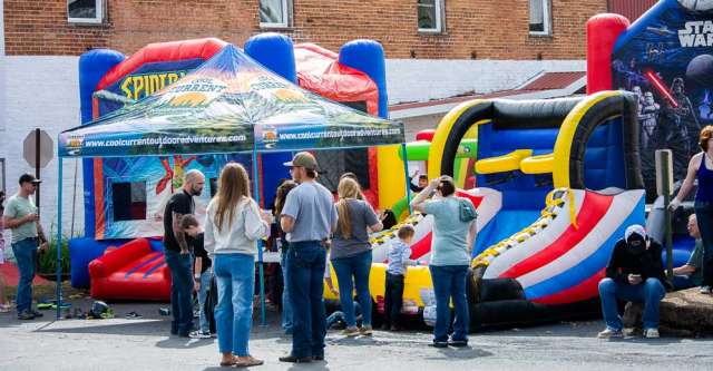 Bouncy houses for the kids at the Black Gold Walnut Festival.