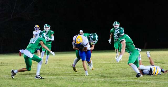THAYER, MO – OCTOBER 9: Thayer Bobcats linebacker Trenton Johnston (4) tackles the Bear player during the high school football game between the Thayer Bobcats and the Ava Bears on October 9, 2026, at the Thayer High School football field in Thayer, MO. (Photo by Curtis Thomas/AltonMo.com)